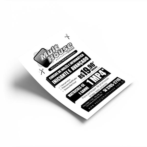 Panfleto - Preto e Branco 10x14cm Papel Sulfite 75g Frente Corte Reto